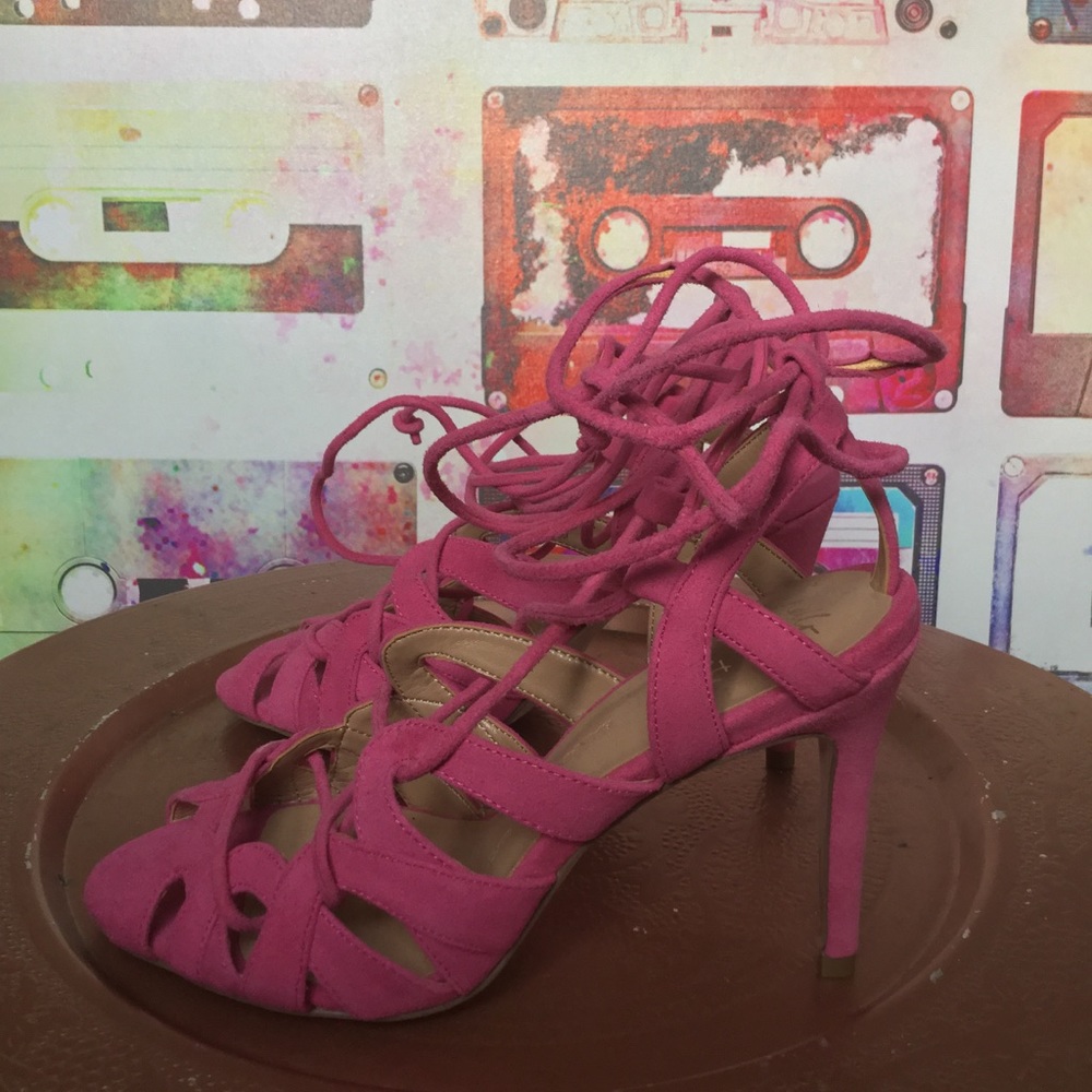 SOLD | Banana Republic | Pink Suede Strappy Heels - Picture 2 of 5